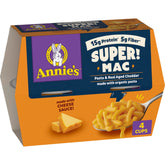 Annie's Super! Mac microwave cups on a counter, ready for a quick family meal.