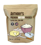 Anthony's Butter Powder front label shows gluten free, non-GMO quality for everyday cooking