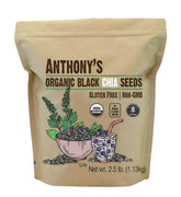 Anthony's Organic Chia Seeds bag front with gluten free suitability for versatile meals