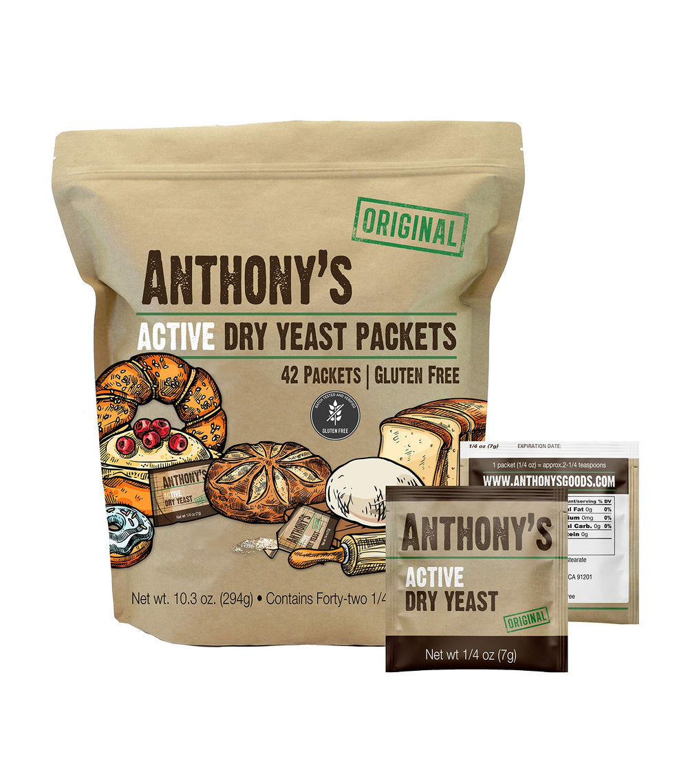 Anthony's Active Dry Yeast 42-pack box front for home baking