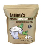Anthony's Arrowroot flour powder container, gluten-free thickening option for sauces and gravies.
