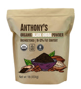 Anthony's black cocoa powder jar shows rich color ideal for baking.