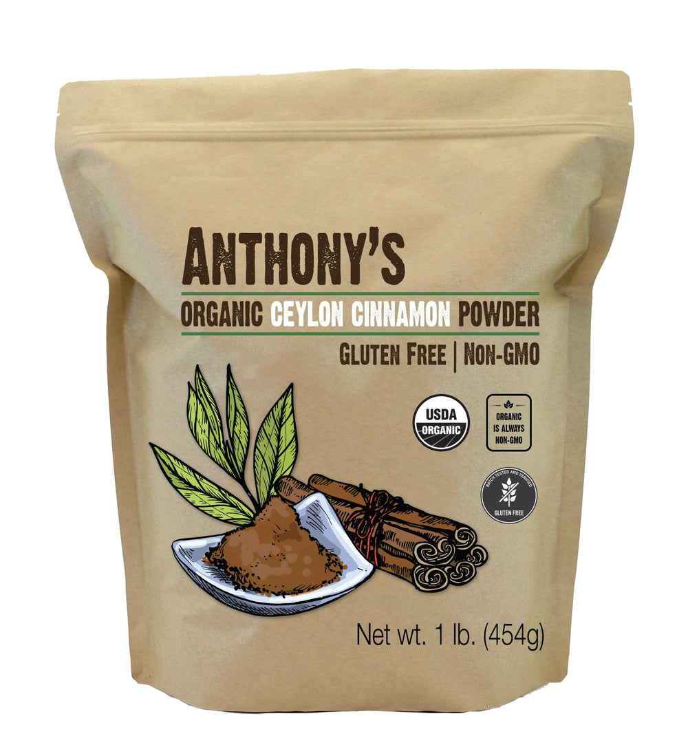 Anthony's Organic Ceylon Cinnamon Powder in a 1lb bottle for baking and tea
