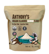 Anthony's Organic Almond Flour 1lb bag for gluten-free baking and keto-friendly recipes.