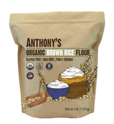 Anthony's Organic Brown Rice Flour 4lb pack for premium gluten-free baking.
