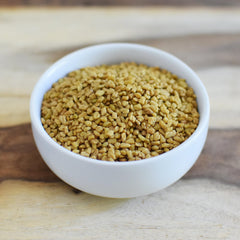 Anthony's Fenugreek seeds in glass jar highlight clean, gluten-free pantry staple