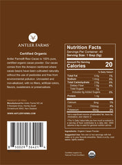 Antler Farms cacao powder scoop showing precise portioning for smoothies