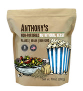Anthony's Premium Nutritional Yeast Flakes bottle pour adds tangy, savory flavor.