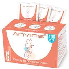 ANYINS Nail Polish Remover Pad wrapped around a nail for easy, tool-free removal.