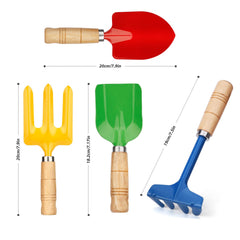 Anzmtosn kids metal garden tool set with hoe for tending small plants and garden tasks.