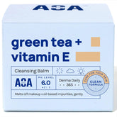 AOA STUDIO Green Tea & Vitamin E Cleansing Balm packaging highlights Korean-inspired design for gentle makeup removal.