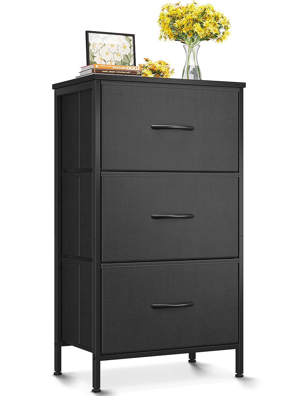 AODK dresser small nightstand black with space-saving bedside storage.