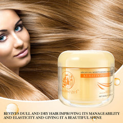 Aomimegel Collagen Hair Mask ingredients list highlighting collagen and argan oil.