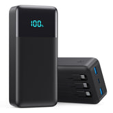 AONIMI portable charger with built-in cables and high capacity for multiple devices.