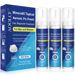 AOOLCF 5% Minoxidil foam bottle for at-home scalp treatment to support hair growth