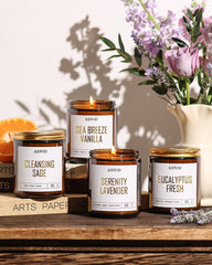 AOOVOO Lavender candle jar delivers calming scent for relaxing evenings.