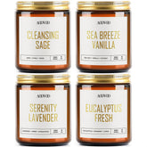 AOOVOO scented candles 4pc gift box front, inviting aromatherapy ambiance.