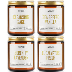 AOOVOO scented candles 4pc gift box front, inviting aromatherapy ambiance.