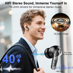 AOSRAU earbuds showcasing touch controls for effortless music and calls on the go