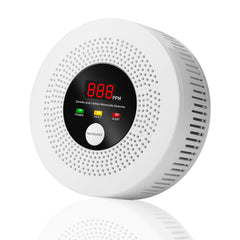 AOTIQUAL 3-in-1 detector front view with LCD display and alert indicators for home safety.