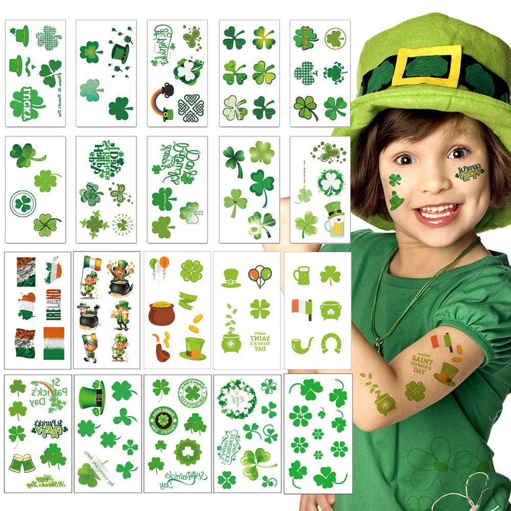 AOYOO Shamrock hat tattoo—vibrant design for St. Patrick's Day, kid-friendly and fun.