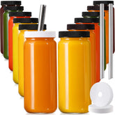 AOZITA 16oz glass bottle with black lid for fresh juice on the go.