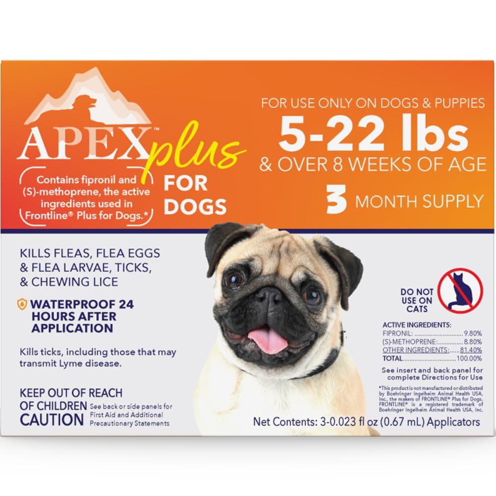 APEX Plus small bottle pour for easy topical application on dogs.