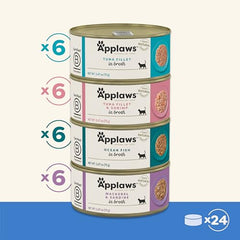 Applaws tuna fillet with shrimp can showcasing variety and moist texture for cats