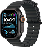 Apple Watch Ultra 2 black titanium case for rugged daily wear.