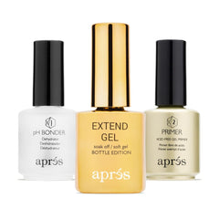 APRÉS Gel-X Extend Gel in the gold bottle for strong, flexible nails.
