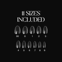 APRÉS Gel-X tips arranged in 11 sizes for precise, comfortable fits.
