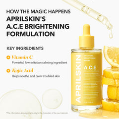 APRILSKIN A.C.E Serum texture close-up shows lightweight, refreshing hydration.
