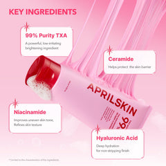 APRILSKIN all-in-one cleanser removing makeup and SPF during use.
