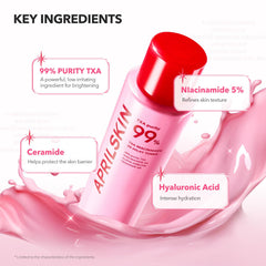 APRILSKIN brightening graphic highlights Niacinamide with toner ingredients.
