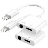 Aprolink Apple MFi 2in1 dongle for iPhone, enabling charging and 3.5mm audio on the go.