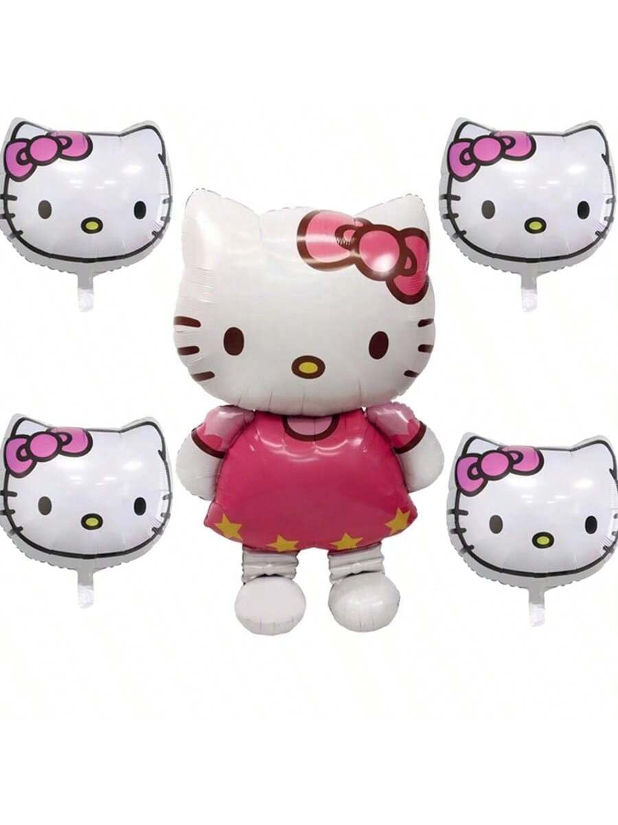 AQHOFSV Kitty Balloons white theme for birthday parties with a cute cat motif