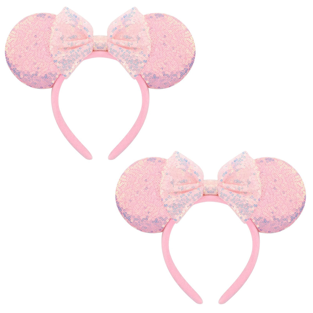 AQOKKA mouse ears headband with bow and glitter accents for cosplay.