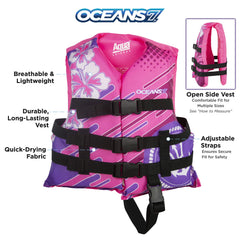 Aqua LEISURE Oceans7 Type III PFD with foam for buoyant water activity support.