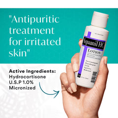 Aquanil HC Lotion label close-up highlighting fragrance-free formula