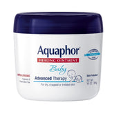 Aquaphor Baby Healing Ointment jar close-up, gentle skin protection for sensitive skin.