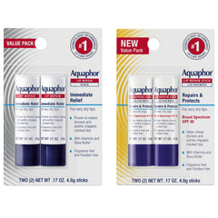 Aquaphor Lip Repair Stick SPF 30 close-up showing nourishing formula for dry lips.