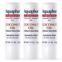 Aquaphor Lip Repair Stick packaging highlights compact portability.