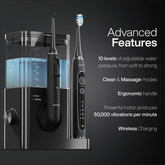 Aquasonic Black Series Pro toothbrush with 50k vibrations for efficient brushing.