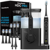 Aquasonic Home Dental Center Pro on countertop showcasing compact, space-saving design.