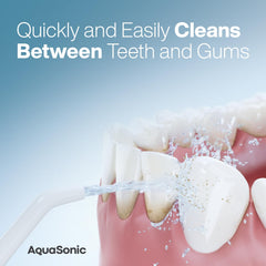 Aquasonic jet tips variety highlights 5 interchangeable tips for customized flossing.
