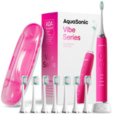 Aquasonic Vibe Series electric pink handle with ergonomic grip for daily brushing comfort