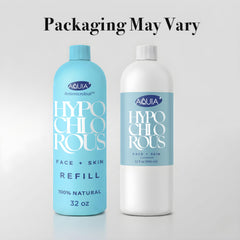 Close-up of Aquia Hypochlorous spray label on packaging.