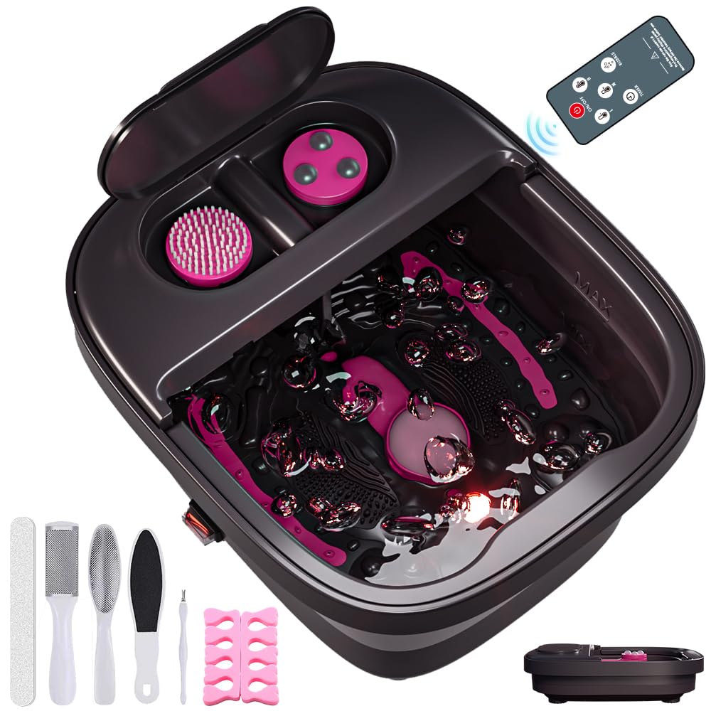 Aqvesane collapsible foot bath with remote control for easy temperature adjustments.