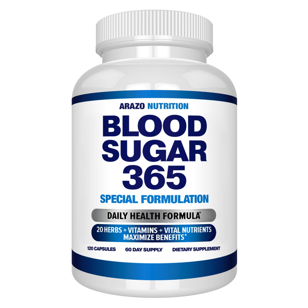 Arazo Blood Sugar 365 bottle ready for steady energy support.