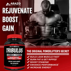 Arazo Nutrition Tribulus Terrestris serving scoop beside capsules for easy daily dosing